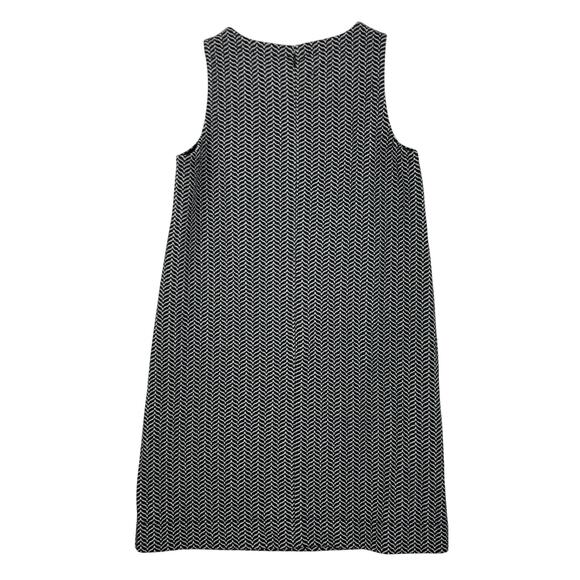 LOFT Sleeveless Chevron Knit Shift Dress Black White Women's Medium NWT - Picture 2 of 10